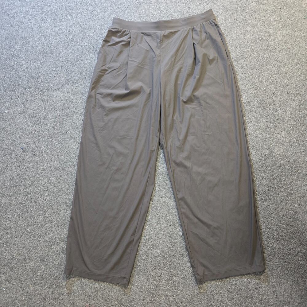 Uniqlo Pants Women XL Gray Pleated Wide Leg Pull On Performance Stretch Athletic
